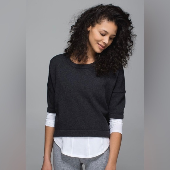 lululemon athletica Sweaters - Lululemon NWT Bhakti Reality SS  Heathered black  12